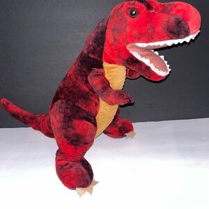 Plush Red T‑Rex Dinosaur Stuffed Animal with Tan Belly